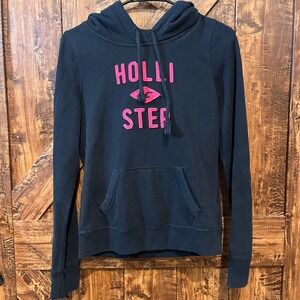 Hollister Hoodie Sweatshirt Women's Pullover Pink Logo Black Casual Comfy y2k
